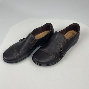 Clarks Cora Harbor Zip Womens Size 8.5 Brown Leather‎ Zip Loafers Shoes